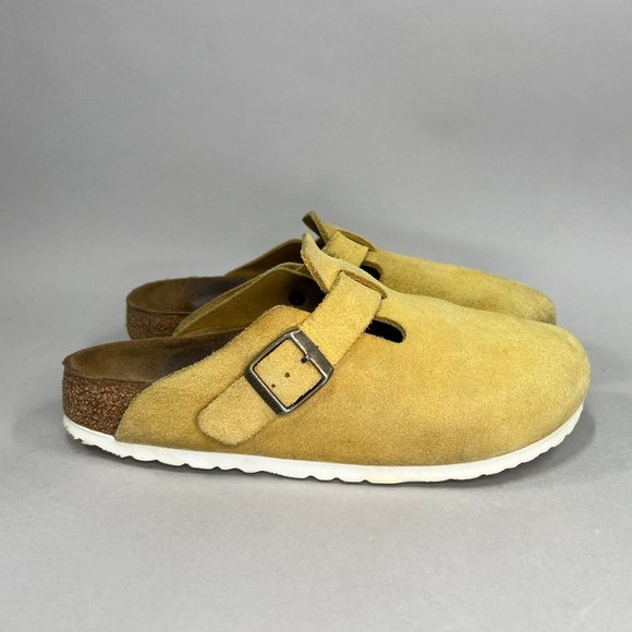 Birkenstock Shoes - Birkenstock Women's Boston Yellow Suede Clog Sandals EUC